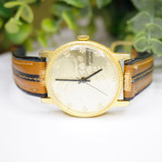 Vintage Kronatron Electra Lady Liberty Wrist Watch, Men's Wind-Up Watch With Leather Band, Working Kronatron Watch With Lady Liberty Face