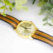 Vintage Kronatron Electra Lady Liberty Wrist Watch, Men's Wind-Up Watch With Leather Band, Working Kronatron Watch With Lady Liberty Face