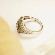 Vintage Sterling Silver Filigree Ring, Beautiful Art Deco Ring With Small Center Stone, Silver Filigree Cubic Zirconium Ring, Avon 925