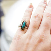 Vintage Native American Turquoise Sterling Silver Ring, Petite Silver Ring With Natural Turquoise Stone, 925 Jewelry
