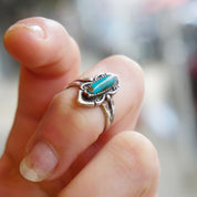 Vintage Native American Turquoise Sterling Silver Ring, Petite Silver Ring With Natural Turquoise Stone, 925 Jewelry