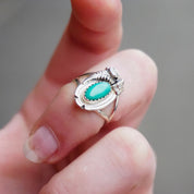 Vintage Prairie Fire Sterling Turquoise Ring, Beautiful Turquoise Ring With Silver Leaf/Flower Details, Native American Jewelry, 925
