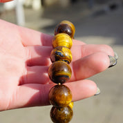 Vintage Tigers Eye Beaded Stretch Bracelet, Natural Tigers Eye Bracelet, Beautiful Golden Tigers Eye Bead Bracelet, Large Beaded Bracelet
