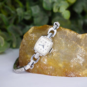 Vintage Elgin De Luxe 10K GF Ladies Watch, Petite White Gold Watch With Stretch Band, Manual 17 Jewel Movement Watch, Working Condition