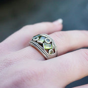 Vintage Sterling Silver Ring With Green Jewels, Thick Silver Ring With Multiple Green Stones, Round and Baguette Cut Glass Ring, 925 Jewelry