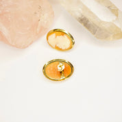 Vintage 14K Gold Cameo Post Earrings, Beautiful Cameo Earrings With Gold Setting, Italian 14K Gold Carved Shell Earrings, Cameo Earrings