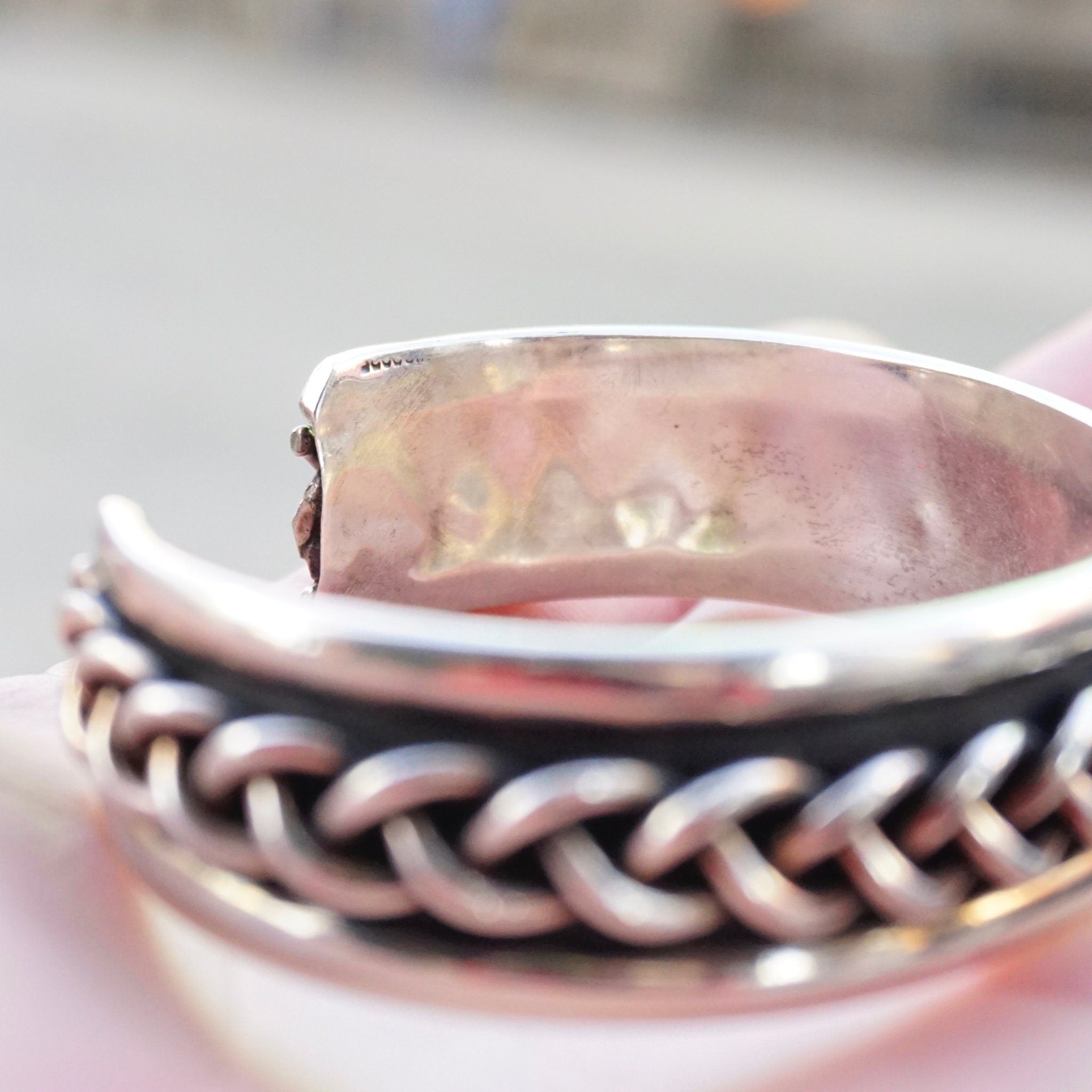 Vintage Braid Sterling Silver Cuff Bracelet, Thick Silver Bracelet With Woven Details, Sterling Silver Cuff Made In Mexico, 925 Jewelry