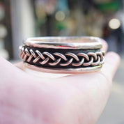 Vintage Braid Sterling Silver Cuff Bracelet, Thick Silver Bracelet With Woven Details, Sterling Silver Cuff Made In Mexico, 925 Jewelry