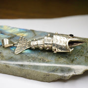 Vintage Articulated Silver Fish Pendant, Mexican Alpaca Silver Fish Necklace Pendant, Unique Silver Pendant With Moveable Parts