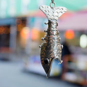 Vintage Articulated Silver Fish Pendant, Mexican Alpaca Silver Fish Necklace Pendant, Unique Silver Pendant With Moveable Parts