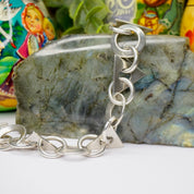 Vintage Sterling Silver Link Bracelet, Modern Silver Bracelet With Geometric Shapes, TAXCO Silver Link Bracelet, Mexico 925 Jewelry
