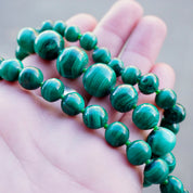 Vintage Malachite Bead Necklace, Beautiful Graduated Malachite Bead Necklace, 23" Long Necklace Made With Natural Malachite Stones