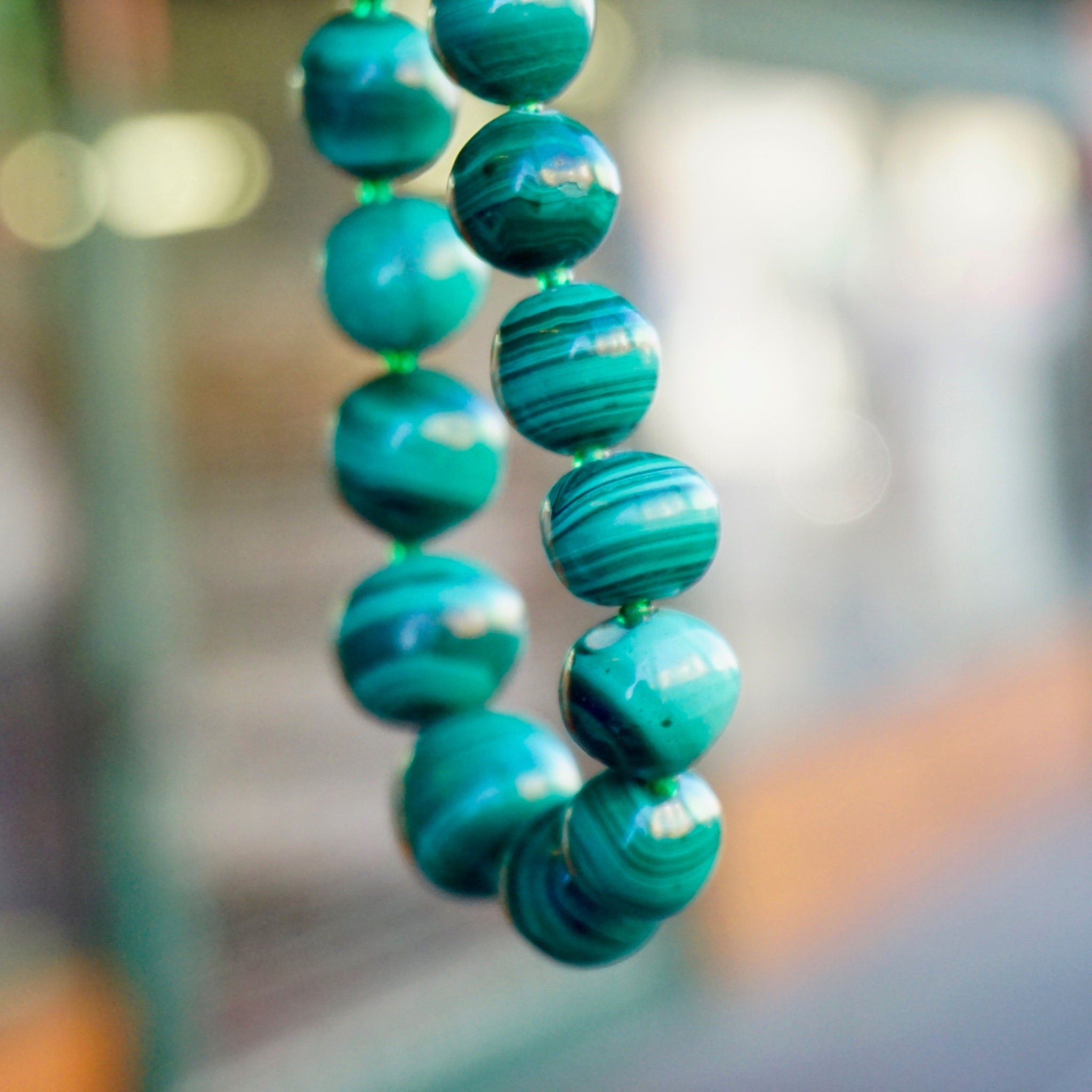 Vintage Malachite Bead Necklace, Beautiful Graduated Malachite Bead Necklace, 23" Long Necklace Made With Natural Malachite Stones
