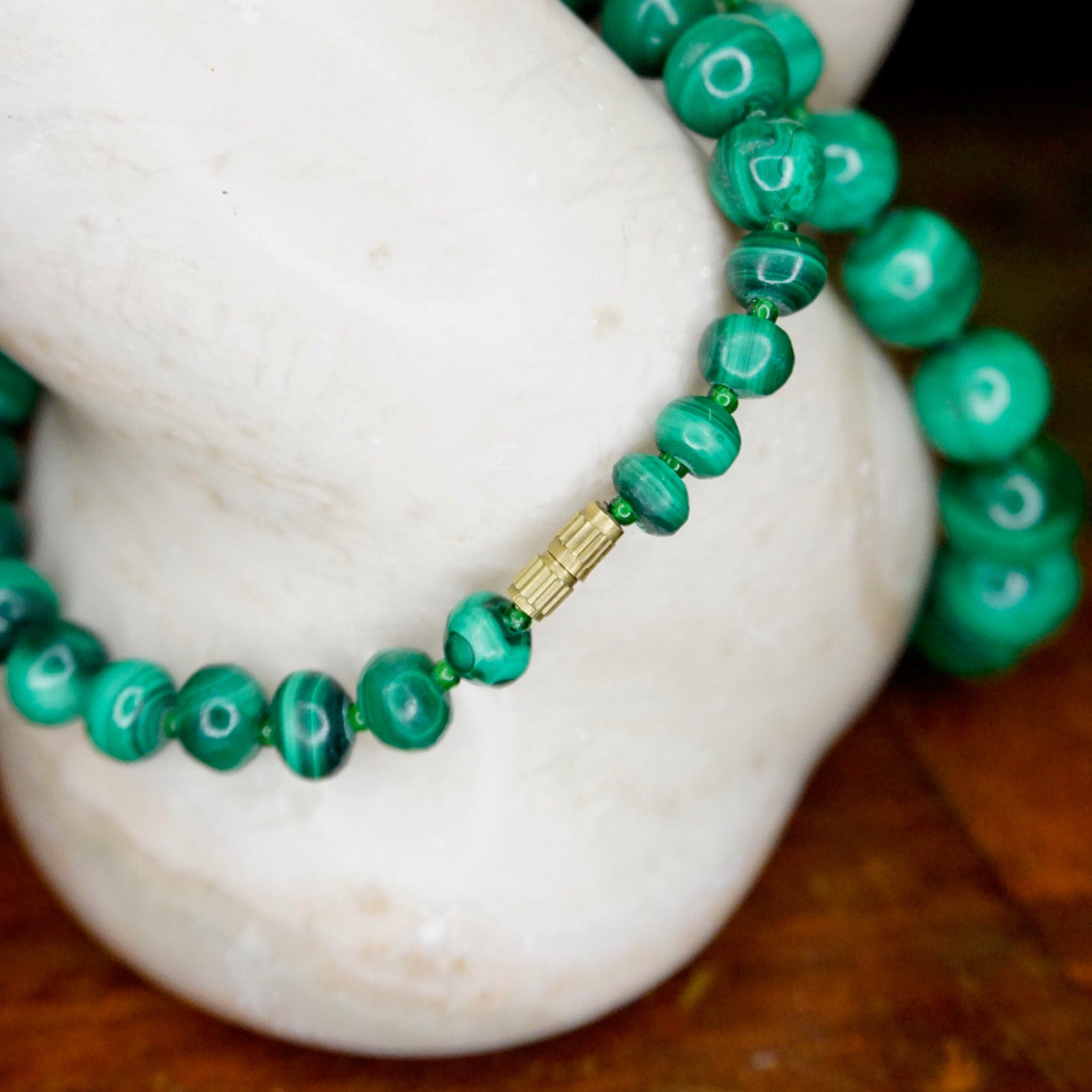 Vintage Malachite Bead Necklace, Beautiful Graduated Malachite Bead Necklace, 23" Long Necklace Made With Natural Malachite Stones