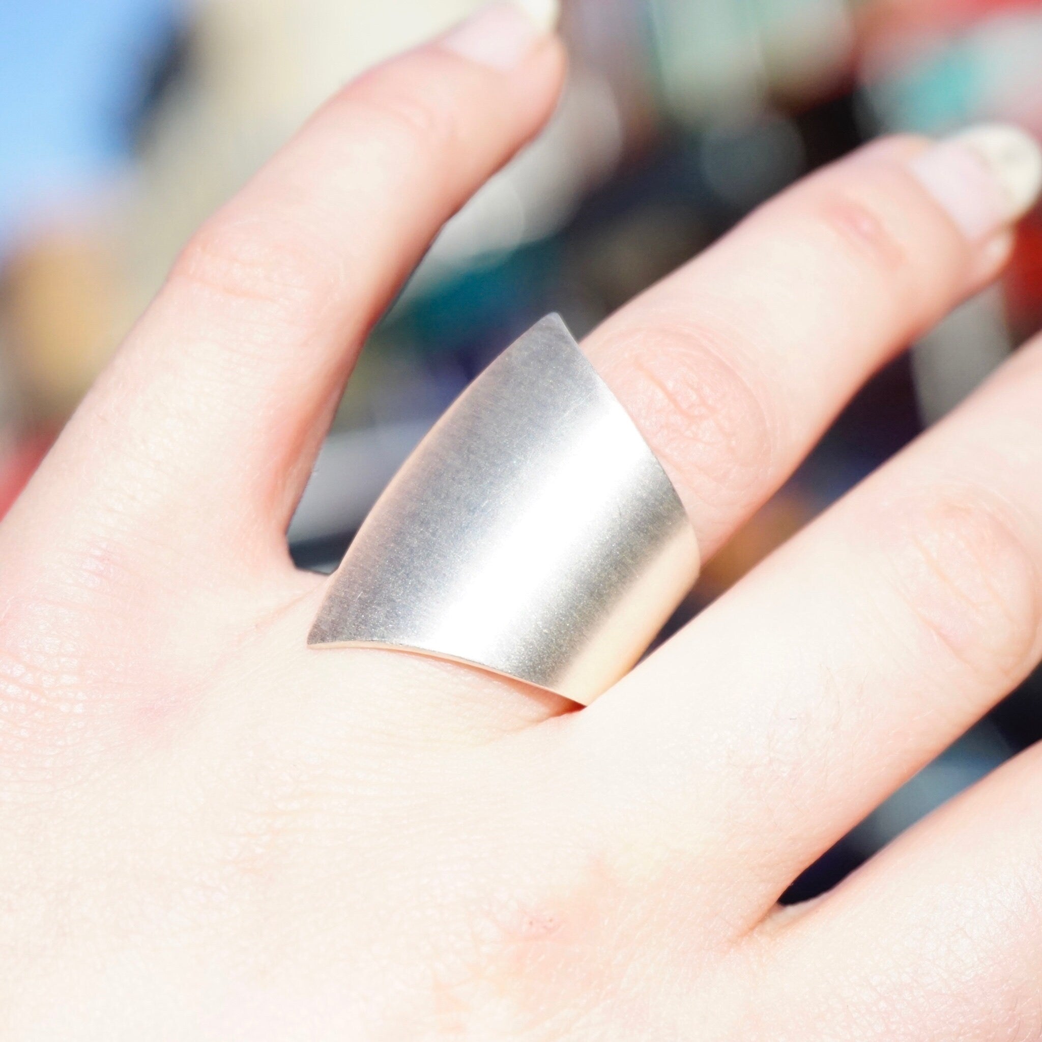 Vintage Kathy Lynn Mayeda Sterling Silver Wrap Ring, Rare Designer Silver Ring, Modernist Sterling Silver Fan Ring, 925 KLM Jewelry