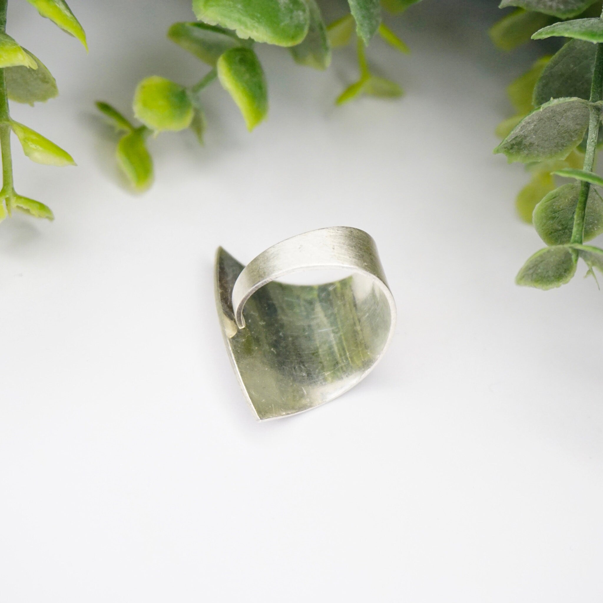 Vintage Kathy Lynn Mayeda Sterling Silver Wrap Ring, Rare Designer Silver Ring, Modernist Sterling Silver Fan Ring, 925 KLM Jewelry