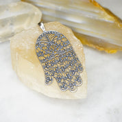 Vintage Sterling Silver Filigree Hamsa Hand Pendant, Detailed Silver Hand Pendant, Protective Talisman Pendant, Made In Israel, 925 Jewelry
