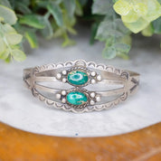 Vintage Native American Coin Silver Turquoise Cuff, Handmade Bracelet With Natural Turquoise Stones, Hammered Silver Cuff, Old Pawn Jewelry