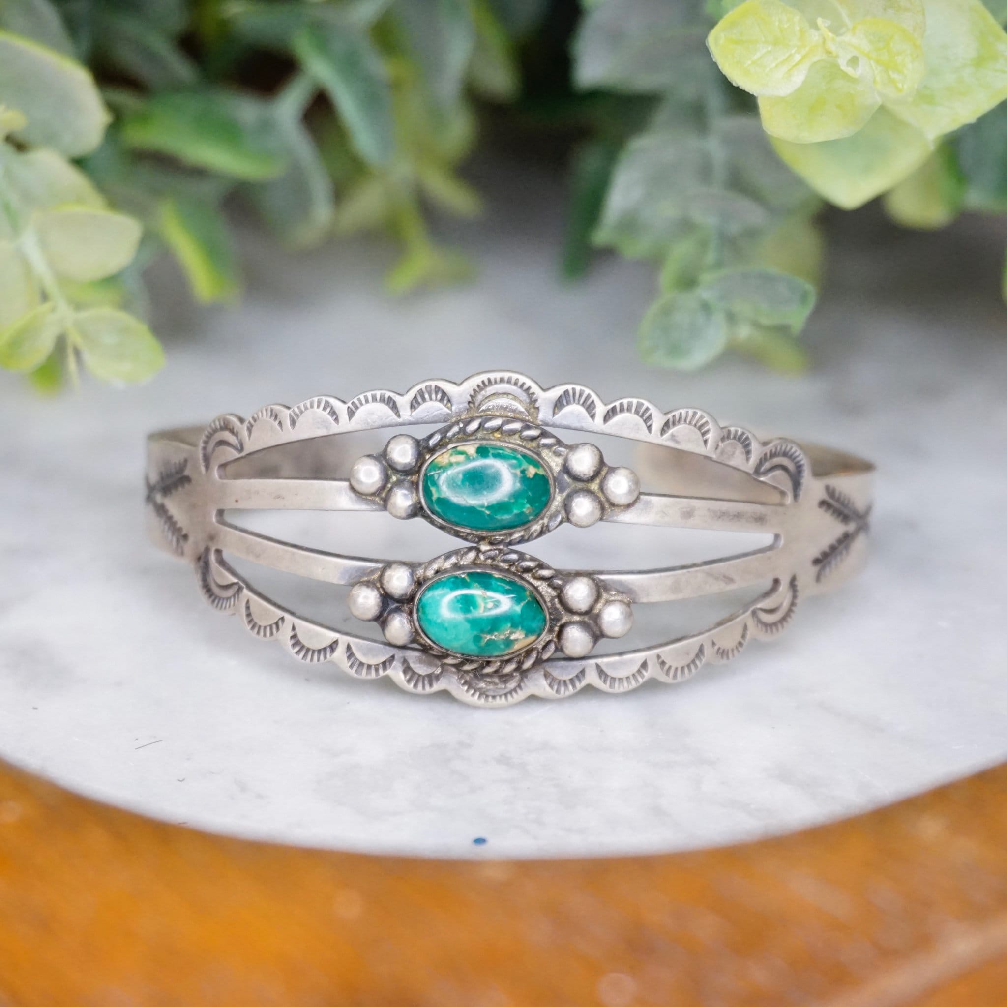 Vintage Native American Coin Silver Turquoise Cuff, Handmade Bracelet With Natural Turquoise Stones, Hammered Silver Cuff, Old Pawn Jewelry
