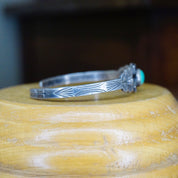 Vintage Coin Silver Turquoise Cuff Bracelet, Petite Silver Bracelet Beautiful Hammered Details, Natural Turquoise, Old Pawn Jewelry