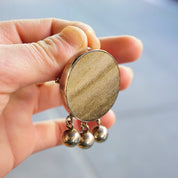 Vintage TAXCO Sterling Silver Brooch/Pendant, Unique Silver Pendant With Iridescent Black Stone, Round Stone Brooch With Silver Beads, 925