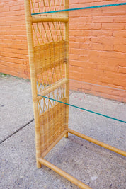 LOCAL PICKUP ONLY Vintage Rattan Etagere Shelving Unit, Arched Wicker Bookshelf With 4 Glass Shelves, Boho/Chic