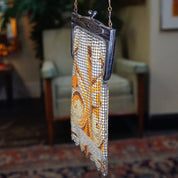 Vintage Whiting & Davis Enamel Mesh Purse, Color Chainmail Bag With Swirl Design, Antique Art Deco Mesh Hand Purse, Whiting and Davis Co