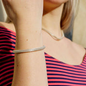 Vintage Sterling Silver Necklace And Bracelet, Hollow Mesh Chain Jewelry, Matching Silver Bracelet And Necklace Made In Italy, 925 Jewelry