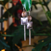 Vintage Silver Dangle Earrings, Abstract Silver Earrings With Swirl Design, Long Silver Earrings With Hammered Details, Statement Jewelry