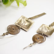 Vintage Silver Dangle Earrings, Abstract Silver Earrings With Swirl Design, Long Silver Earrings With Hammered Details, Statement Jewelry