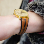 Vintage Kronatron Electra Lady Liberty Wrist Watch, Men's Wind-Up Watch With Leather Band, Working Kronatron Watch With Lady Liberty Face