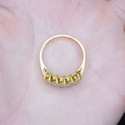 Vintage 18K Gold Ring With Baguette Diamonds, Beautiful Gold Ring With Inlaid Diamonds, Gold Ring With 14 Baguette Cut Diamonds, 750 Jewelry