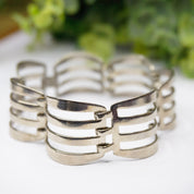 Vintage Silver Link Bracelet, Modernist Silver Cut Out Bracelet, Unique Silver Link Bracelet With Cut Out Details, Minimalist Jewelry
