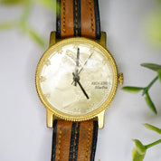 Vintage Kronatron Electra Lady Liberty Wrist Watch, Men's Wind-Up Watch With Leather Band, Working Kronatron Watch With Lady Liberty Face