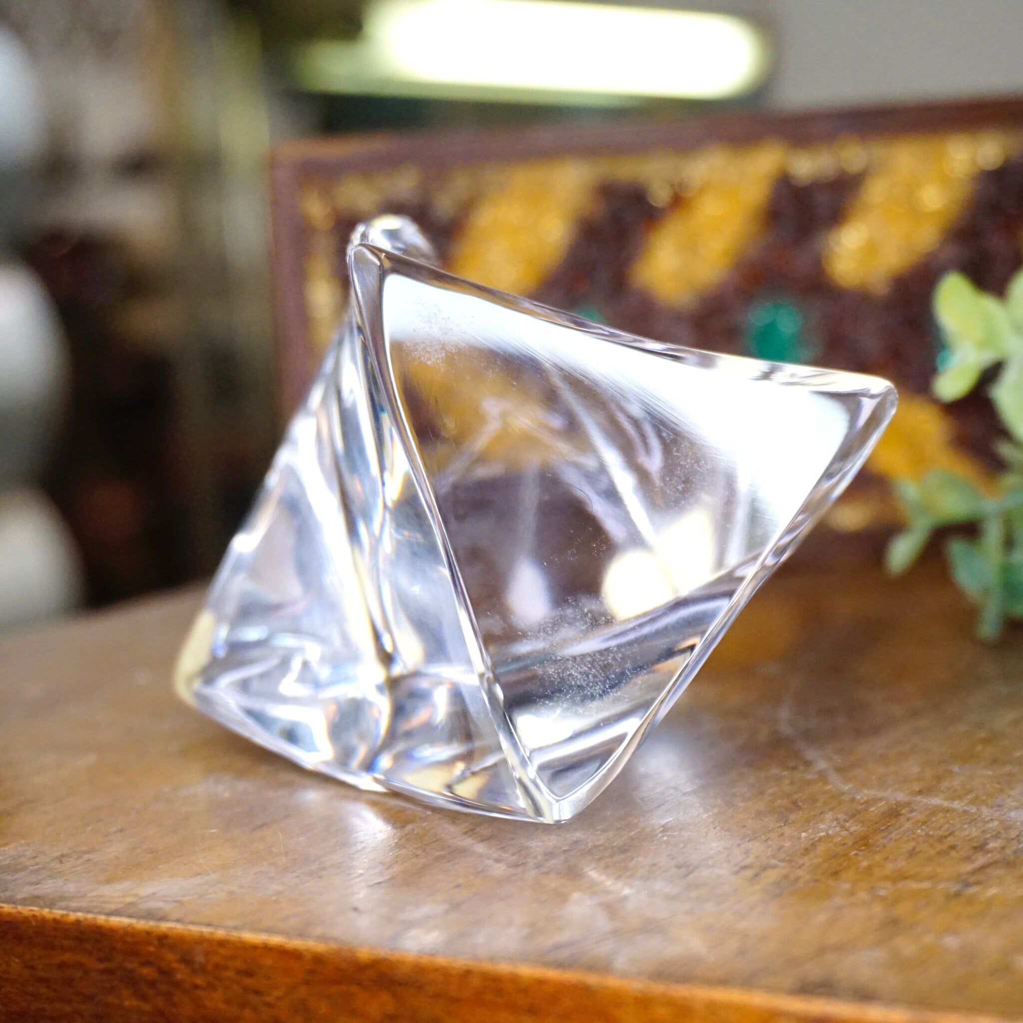 Vintage Kosta Boda Twisted Glass Paperweight, Signed Crystal Sculpture, Kosta Boda 98580 "G Warff", Abstract Glass Paperweight, 3 1/2" Tall