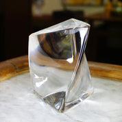 Vintage Kosta Boda Twisted Glass Paperweight, Signed Crystal Sculpture, Kosta Boda 98580 "G Warff", Abstract Glass Paperweight, 3 1/2" Tall