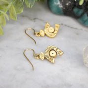 Vintage Patricia Locke Gold Tone Swarovski Crystal Dangle Earrings, Gold Horseshoe Earrings With Etched Details, Signed Jewelry
