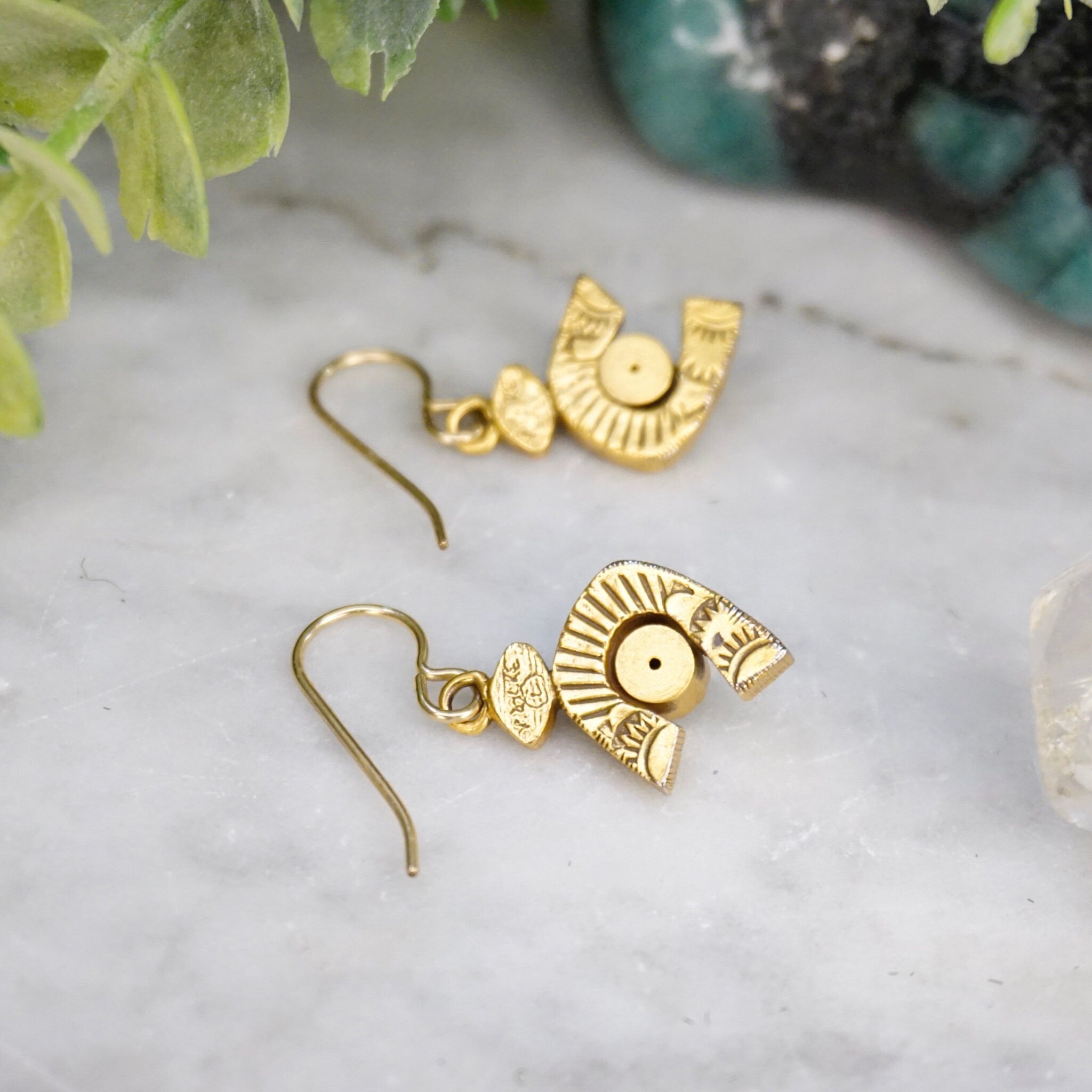 Vintage Patricia Locke Gold Tone Swarovski Crystal Dangle Earrings, Gold Horseshoe Earrings With Etched Details, Signed Jewelry