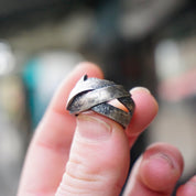 Vintage Oxidized Sterling Silver Ring, Modernist Silver Ring With Woven Design, Textured Silver Cut Out Ring, S925 Jewelry, Size 7 1/2 US