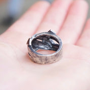 Vintage Oxidized Sterling Silver Ring, Modernist Silver Ring With Woven Design, Textured Silver Cut Out Ring, S925 Jewelry, Size 7 1/2 US