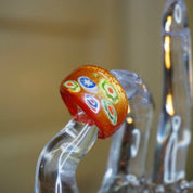 Vintage Murano Millefiori Glass Art Ring, Beautiful Red Glass Bubble Ring, Venetian Glass Ring With Gold Textures, Size 8 US Ring