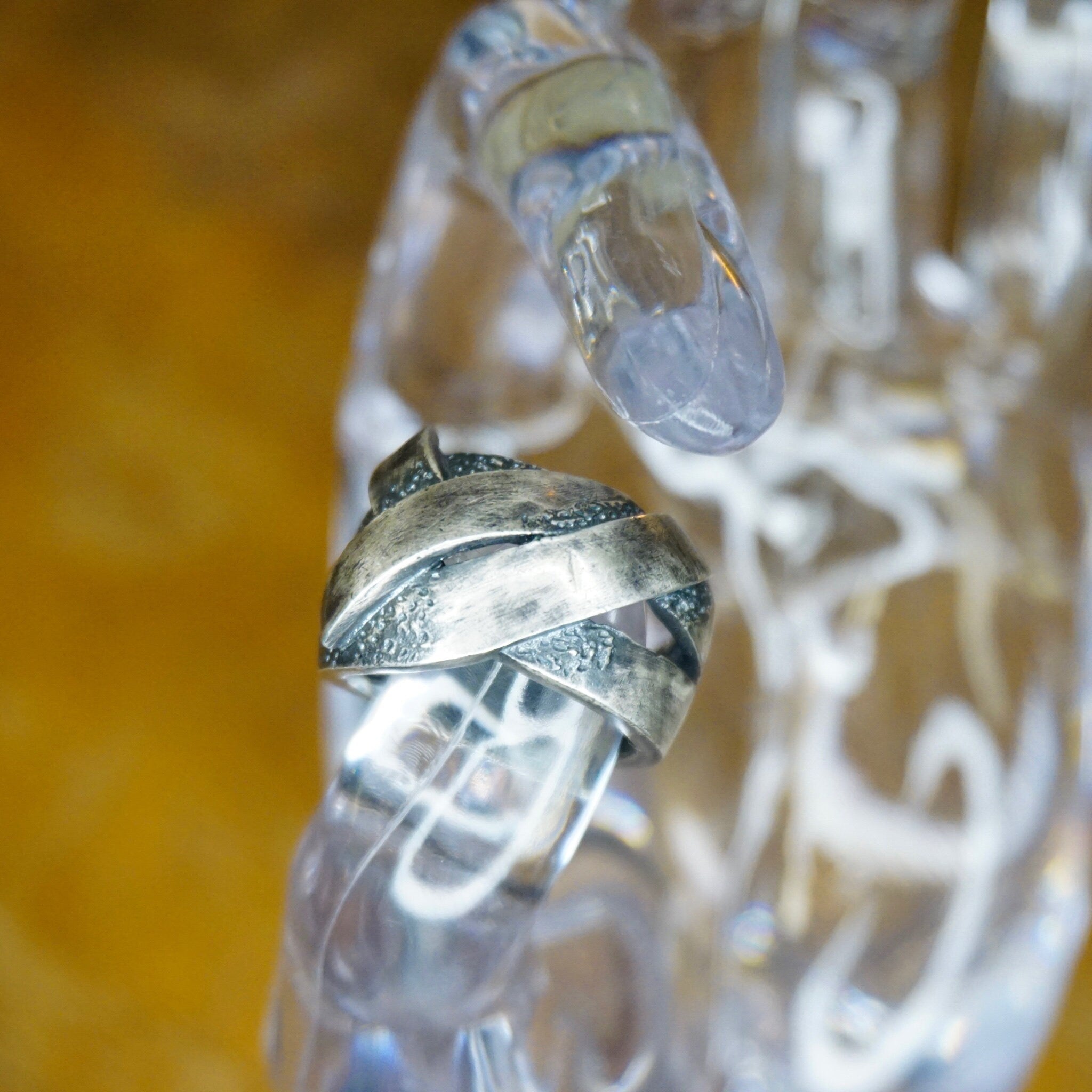 Vintage Oxidized Sterling Silver Ring, Modernist Silver Ring With Woven Design, Textured Silver Cut Out Ring, S925 Jewelry, Size 7 1/2 US