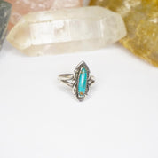 Vintage Native American Turquoise Sterling Silver Ring, Petite Silver Ring With Natural Turquoise Stone, 925 Jewelry