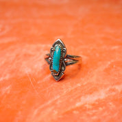 Vintage Native American Turquoise Sterling Silver Ring, Petite Silver Ring With Natural Turquoise Stone, 925 Jewelry