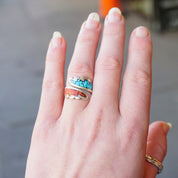 Vintage Turquoise & Coral Mosaic Ring, Silver Wrap Ring With Inlaid Turquoise And Coral, Adjustable Silver Ring, Native American Jewelry