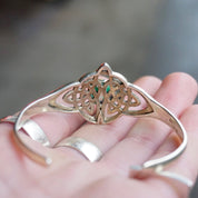 Vintage Synthetic Opal Sterling Silver Cuff, Sterling Silver Cuff With Celtic Knott Design, Silver Cut Out Cuff With Opal Stone, 925 jewelry
