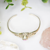 Vintage Synthetic Opal Sterling Silver Cuff, Sterling Silver Cuff With Celtic Knott Design, Silver Cut Out Cuff With Opal Stone, 925 jewelry