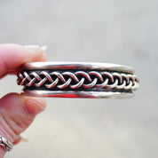 Vintage Braid Sterling Silver Cuff Bracelet, Thick Silver Bracelet With Woven Details, Sterling Silver Cuff Made In Mexico, 925 Jewelry