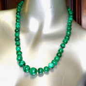 Vintage Malachite Bead Necklace, Beautiful Graduated Malachite Bead Necklace, 23" Long Necklace Made With Natural Malachite Stones