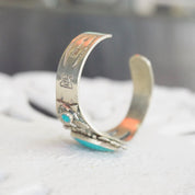 Vintage Native American Turquoise Cuff Bracelet, Beautiful Hammered Silver Cuff With Large Turquoise Stone, Arrow Design, Old Pawn Jewelry